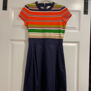 Kate Spade Multicolor Striped Top Navy Bottom Dress